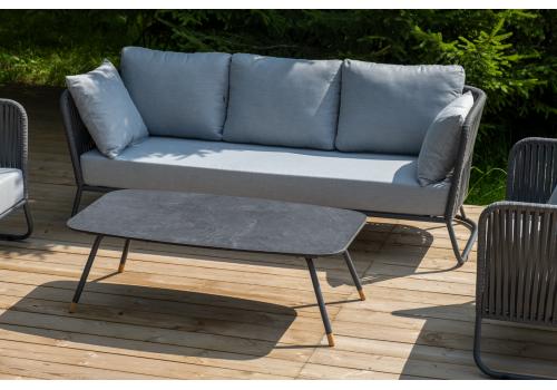  "Багамы" лаунж-зона 5-местная плетеная из роупа (веревки), каркас алюминиевый темно-серый, роуп серый, фото 11 