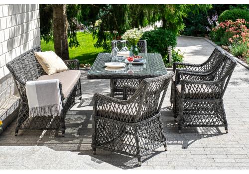 "Катания" обеденная группа плетеная на 6 персон, цвет графит, фото 1 