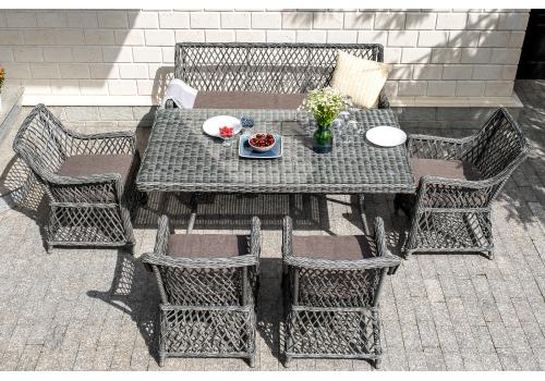  "Катания" обеденная группа плетеная на 6 персон, цвет графит, фото 5 