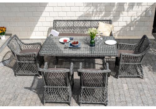  "Катания" обеденная группа плетеная на 6 персон, цвет графит, фото 6 