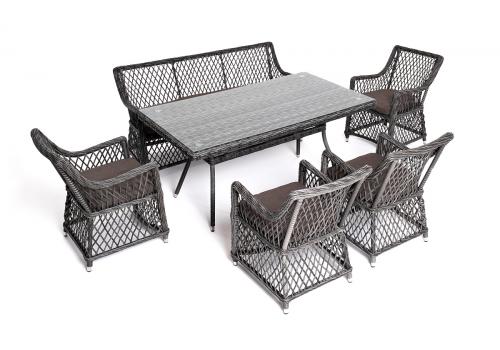  "Катания" обеденная группа плетеная на 6 персон, цвет графит, фото 18 