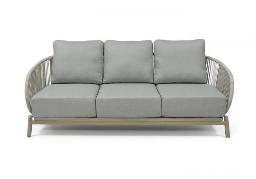  "Прато" диван трехместный из искусственного ротанга, цвет светло-серый, каркас под дерево (холодно-бежевый), фото 2 