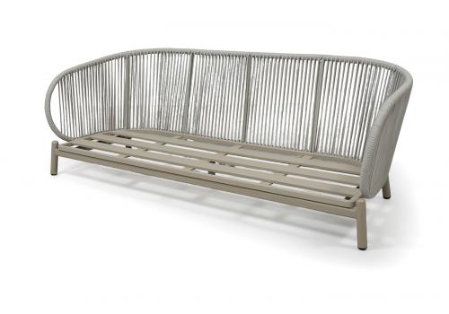  "Прато" диван трехместный из искусственного ротанга, цвет светло-серый, каркас под дерево (холодно-бежевый), фото 5 