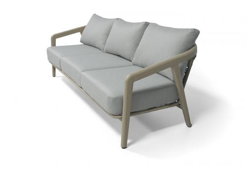  "Брюссель" лаунж-зона из искусственного ротанга, цвет серый, каркас под дерево (холодно-бежевый), фото 3 