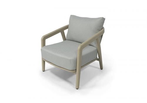  "Брюссель" кресло из искусстенного ротанга, цвет серый, каркас под дерево (холодно-бежевый), фото 1 