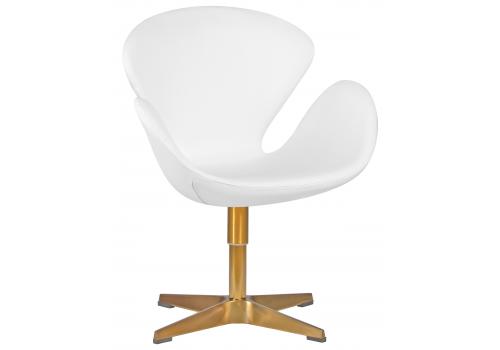  Кресло дизайнерское DOBRIN SWAN, белый кожзам P23, золотое основание, фото 1 