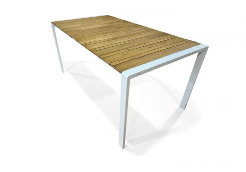  "Альпы" обеденный стол с тиковой столешницей и алюминиевым каркасом, фото 1 