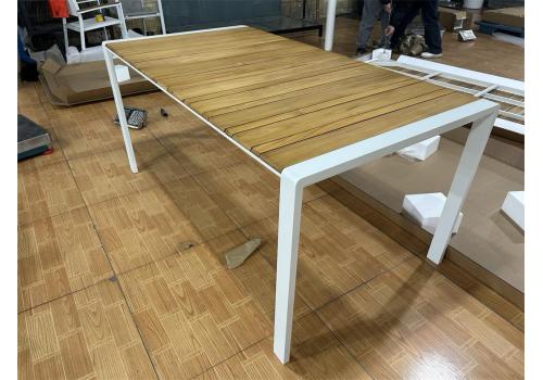  "Альпы" обеденный стол с тиковой столешницей и алюминиевым каркасом, фото 2 