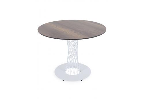  "Диего" обеденный стол из HPL круглый Ø100см, цвет "дуб", каркас белый, фото 1 