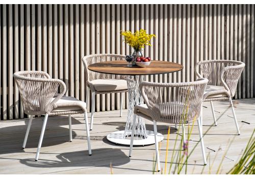  "Диего" обеденный стол из HPL круглый Ø100см, цвет "дуб", каркас белый, фото 10 