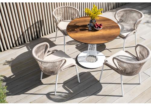  "Диего" обеденный стол из HPL круглый Ø100см, цвет "дуб", каркас белый, фото 11 