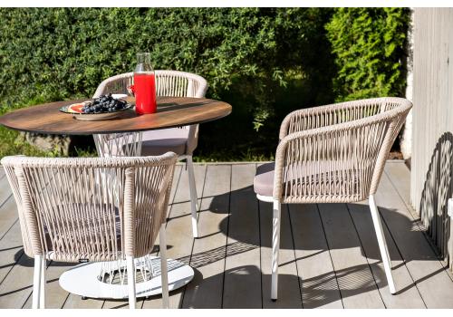  "Диего" обеденный стол из HPL круглый Ø100см, цвет "дуб", каркас белый, фото 13 