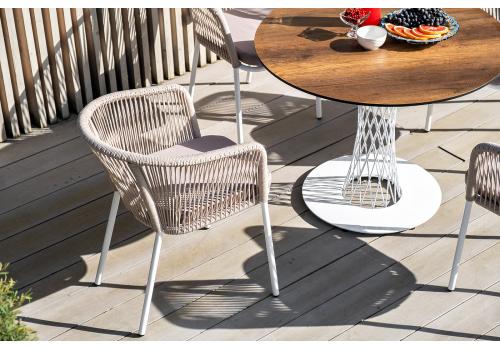  "Диего" обеденный стол из HPL круглый Ø100см, цвет "дуб", каркас белый, фото 15 