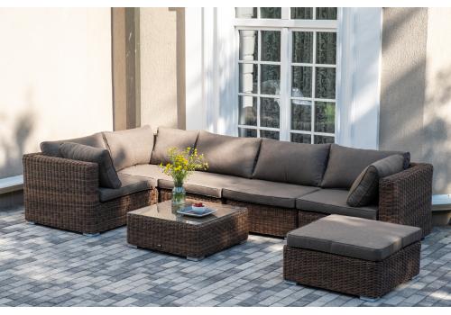  "Лунго" трансформирующаяся лаунж-зона из искусственного ротанга, цвет коричневый, фото 1 