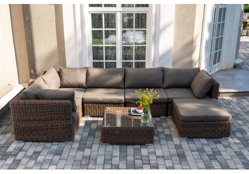  "Лунго" трансформирующаяся лаунж-зона из искусственного ротанга, цвет коричневый, фото 5 