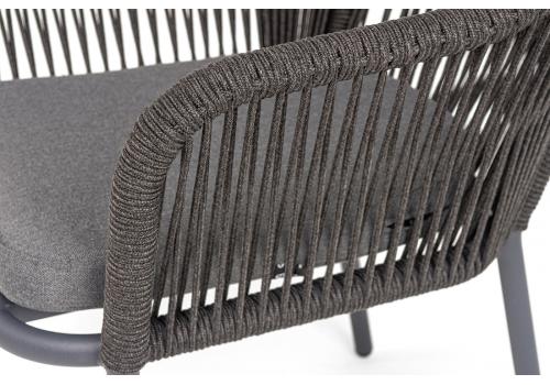  "Лион" стул плетеный из роупа, каркас алюминий темно-серый (RAL7024) муар, роуп темно-серый круглый, ткань темно-серая 027, фото 7 