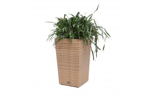  "Капучино" кашпо для цветов плетеное из искусственного ротанга, цвет соломенный, фото 6 