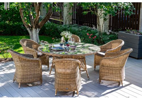  "Эспрессо–150 R" обеденная группа плетеная, цвет соломенный, фото 1 