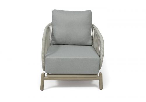  "Прато" кресло из искусственного ротанга, цвет светло-серый, каркас под дерево (холодно-бежевый), фото 2 