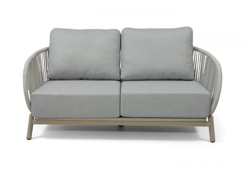  "Прато" диван двухместный из искусственного ротанга, цвет светло-серый, каркас под дерево (холодно-бежевый), фото 2 