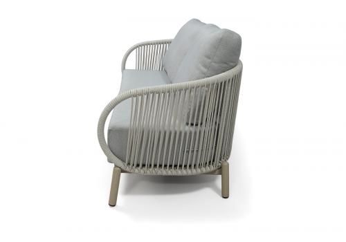  "Прато" диван двухместный из искусственного ротанга, цвет светло-серый, каркас под дерево (холодно-бежевый), фото 3 