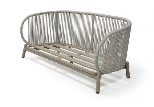  "Прато" диван двухместный из искусственного ротанга, цвет светло-серый, каркас под дерево (холодно-бежевый), фото 6 