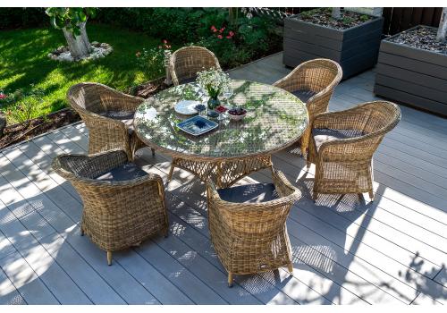  "Эспрессо" плетеный круглый стол, диаметр 150 см, цвет соломенный, фото 6 