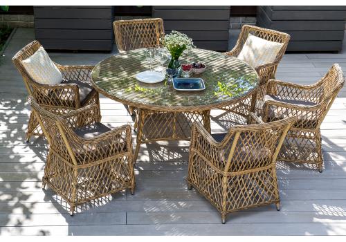  "Эспрессо" плетеный круглый стол, диаметр 150 см, цвет соломенный, фото 7 