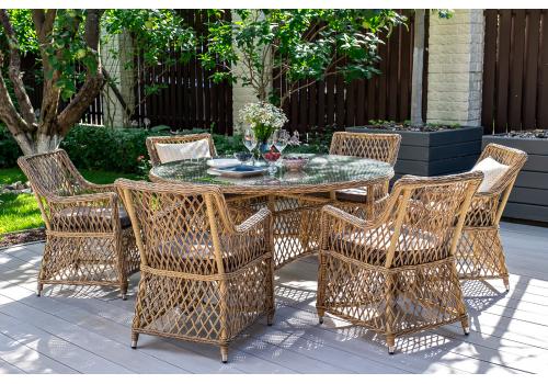  "Эспрессо" плетеный круглый стол, диаметр 150 см, цвет соломенный, фото 8 