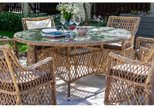  "Эспрессо" плетеный круглый стол, диаметр 150 см, цвет соломенный, фото 9 