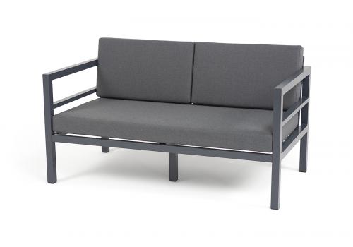  "Эстелья" диван 2-местный, каркас алюминий темно-серый (RAL7024) муар, ткань темно-серая 027, фото 1 