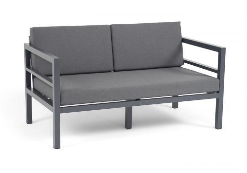  "Эстелья" диван 2-местный, каркас алюминий темно-серый (RAL7024) муар, ткань темно-серая 027, фото 2 