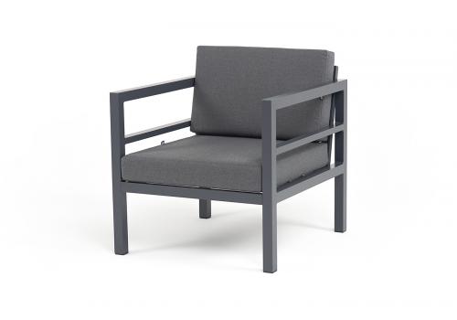  "Эстелья" кресло, каркас алюминий темно-серый (RAL7024) муар, ткань темно-серая 027, фото 1 