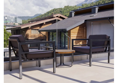  "Эстелья" кресло, каркас алюминий темно-серый (RAL7024) муар, ткань темно-серая 027, фото 5 