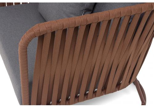  "Багамы" кресло плетеное из роупа, каркас алюминий коричневый (RAL8016) муар, роуп BZ23-ED31, ткань темно-серая 027, фото 7 