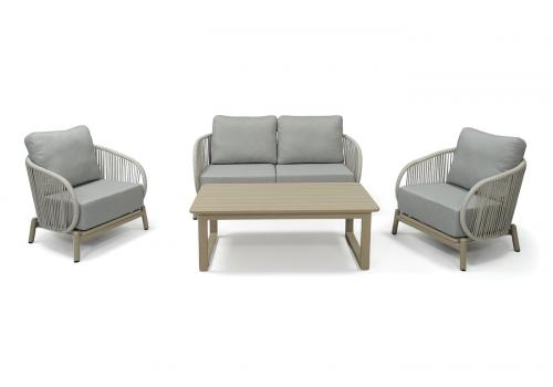  "Прато" лаунж-зона из искусственного ротанга на 4 персоны, цвет светло-серый, фото 1 