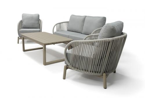  "Прато" лаунж-зона из искусственного ротанга на 4 персоны, цвет светло-серый, фото 3 