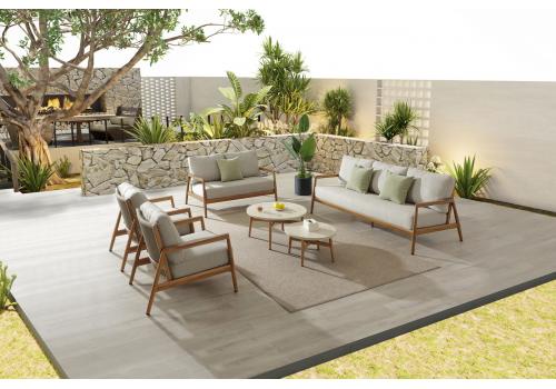  "Андорра" лаунж-зона 7-местная плетеная из роупа, цвет светло-серый, каркас под дерево, фото 1 