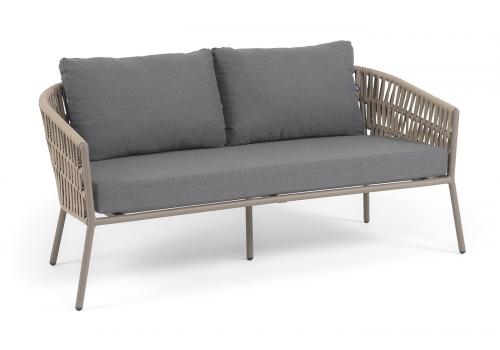  "Комо" лаунж-зона 4-местная плетеная из роупа (веревки), каркас алюминиевый бежево-серый, роуп серо-коричневый, фото 4 