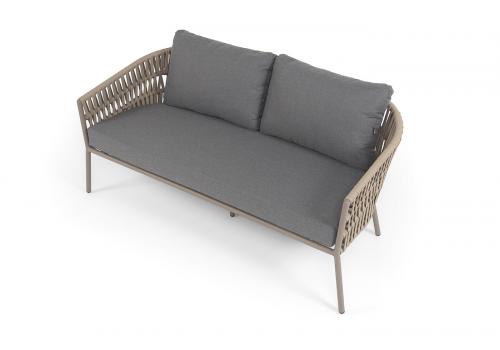  "Комо" лаунж-зона 4-местная плетеная из роупа (веревки), каркас алюминиевый бежево-серый, роуп серо-коричневый, фото 5 
