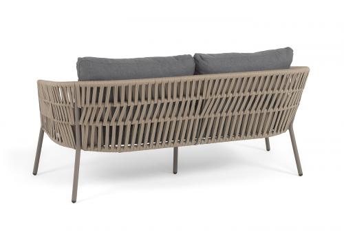  "Комо" лаунж-зона 4-местная плетеная из роупа (веревки), каркас алюминиевый бежево-серый, роуп серо-коричневый, фото 8 