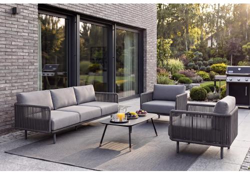  "Джелло" лаунж-зона 5-местная плетеная из роупа (веревки), каркас алюминиевый темно-серый, роуп темно-серый, фото 2 