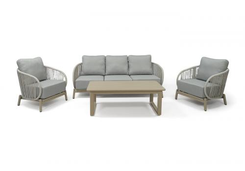  "Прато" лаунж-зона из искусственного ротанга на 5 персон, цвет светло-серый, фото 1 