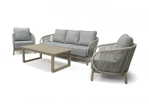  "Прато" лаунж-зона из искусственного ротанга на 5 персон, цвет светло-серый, фото 2 