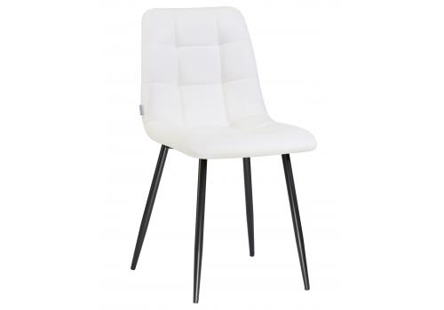  Стул обеденный DOBRIN ALEX, черные матовые ножки, белая экокожа (P-02), фото 1 