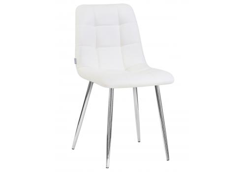  Стул обеденный DOBRIN ALEX, хром ножки, белая экокожа (P-02), фото 1 