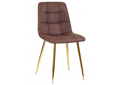  Стул обеденный DOBRIN ALEX, золотые ножки, коричневая микрофибра (PK-03), фото 1 