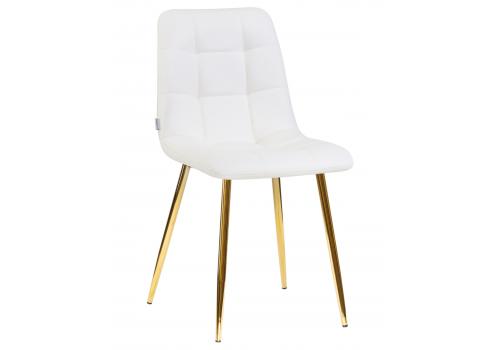  Стул обеденный DOBRIN ALEX, золотые ножки, белая экокожа (P-02), фото 1 