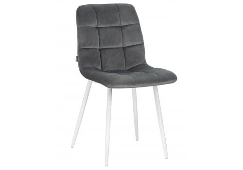  Стул обеденный DOBRIN ALEX, белые ножки, темно-серый велюр V108-91, фото 1 
