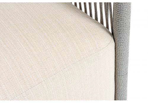  "Лугано" кресло плетеное из роупа, каркас алюминий светло-серый (RAL7035) муар, роуп серый меланж круглый, ткань Mossle светло-бежевая, фото 5 